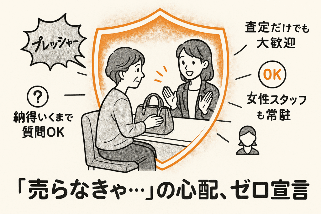 女性スタッフによる安心な買取査定で売らなきゃという心配がない様子