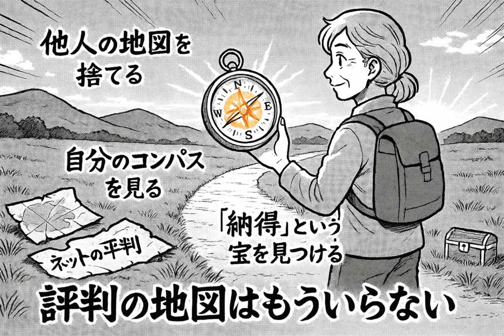 ネットの評判という地図を捨て 自分のコンパスを見て進む女性