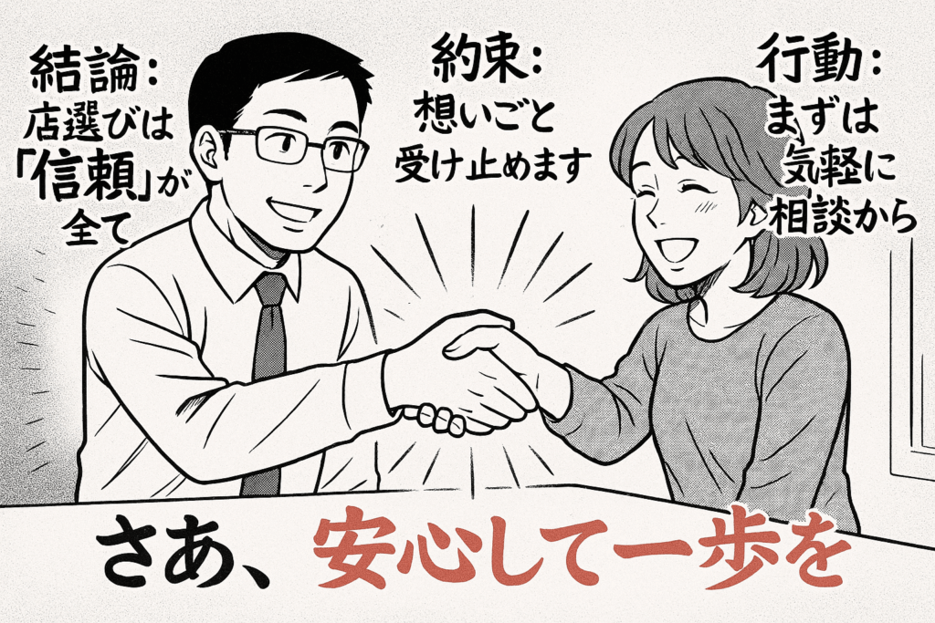 スーツの男性と女性が笑顔で握手している