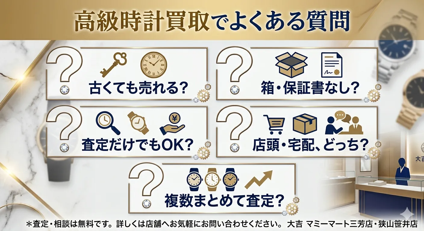 高級時計でよくある質問のイラスト