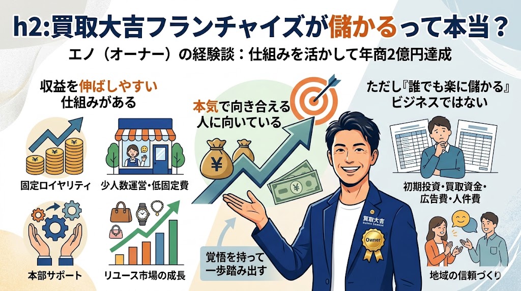 買取大吉が儲かるイラスト